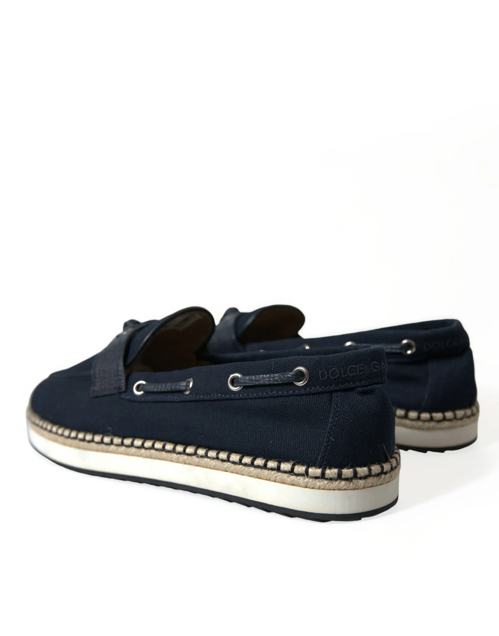 Dolce & Gabbana Elegant Navy Blue Fabric Loafers