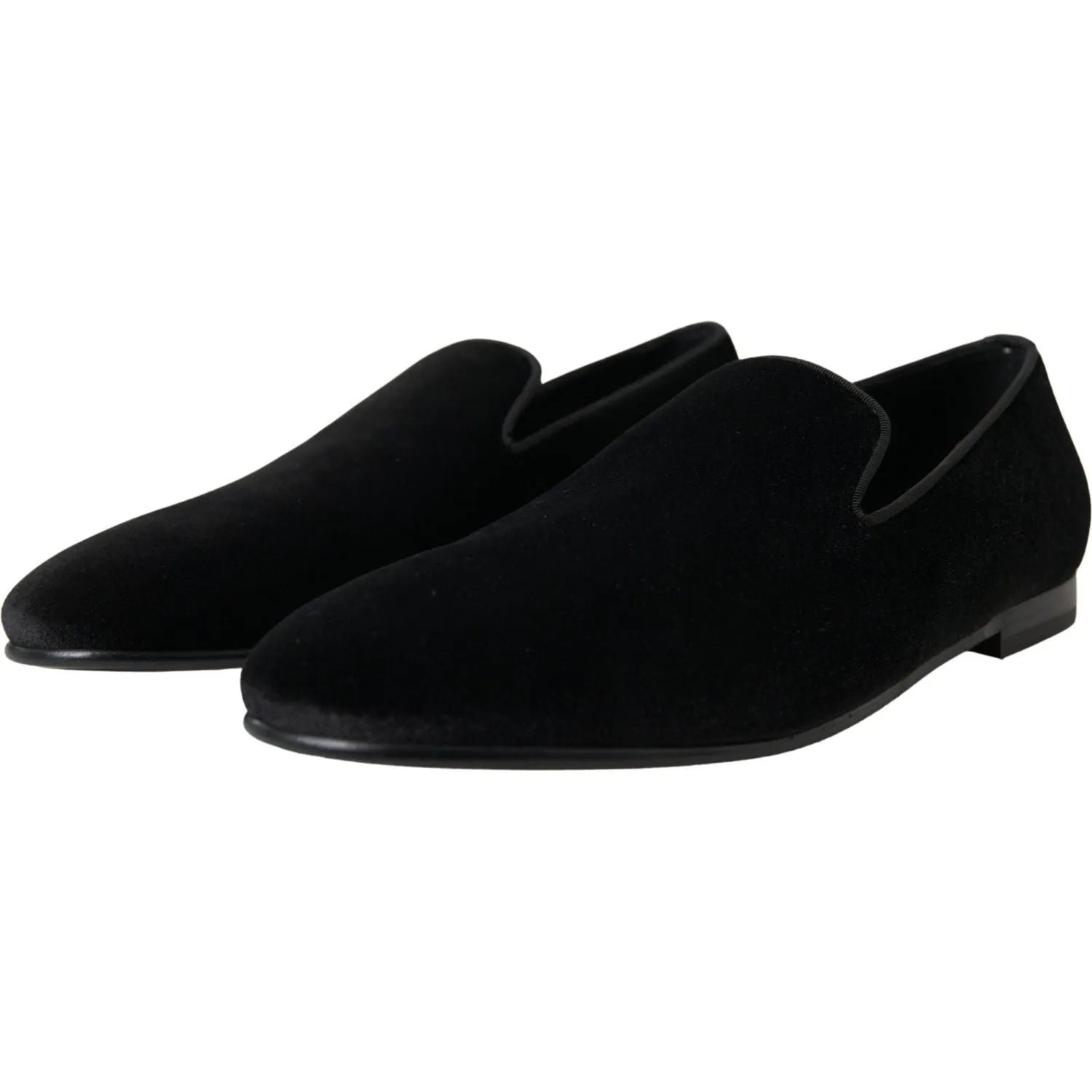 Dolce & Gabbana Elegant Velvet Black Loafers for Men