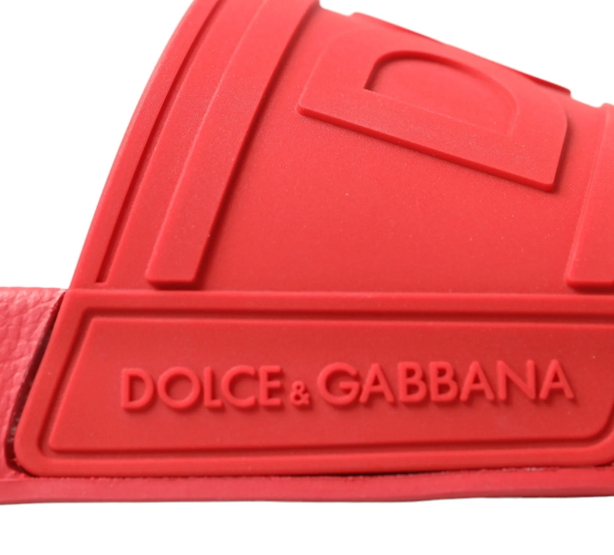 Dolce & Gabbana Red Rubber Summer Beach Slides Sandals