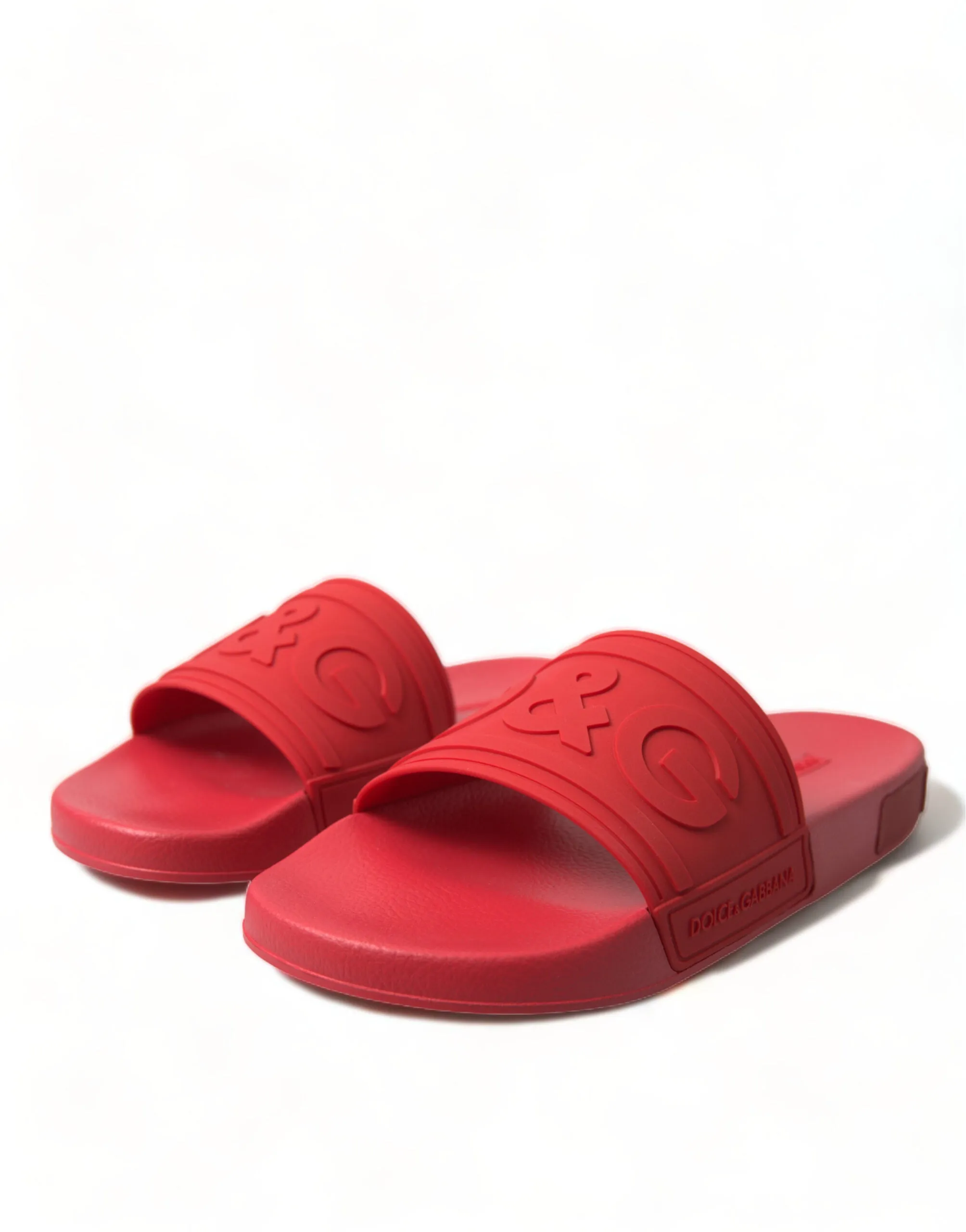 Dolce & Gabbana Red Rubber Summer Beach Slides Sandals