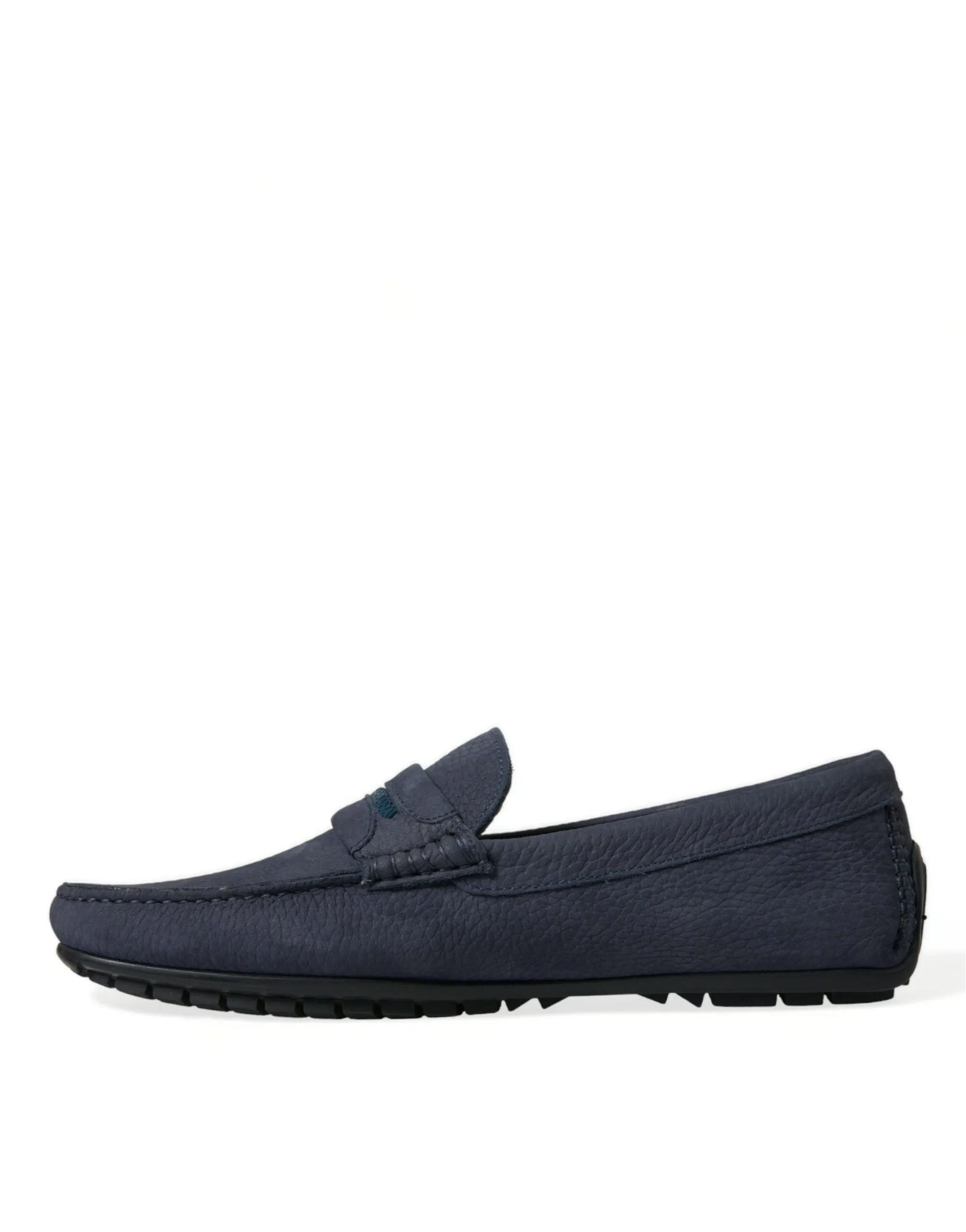 Elegant Blue Leather Moccasin Shoes