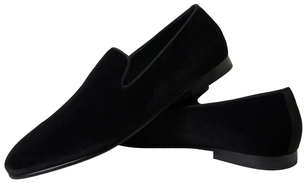 Elegant Velvet Black Loafers for Men