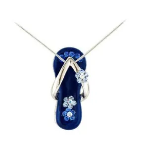 Flip Flop Necklace Royal Blue/Silver