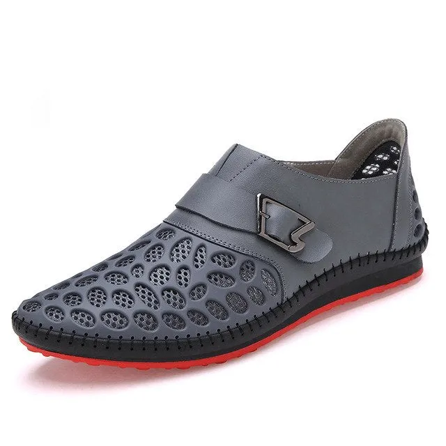 Genuine Leather Summer Leisure Breathable Flat Shoes