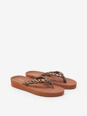 LUNA BLU Tan Braid Pattern Flip-Flop