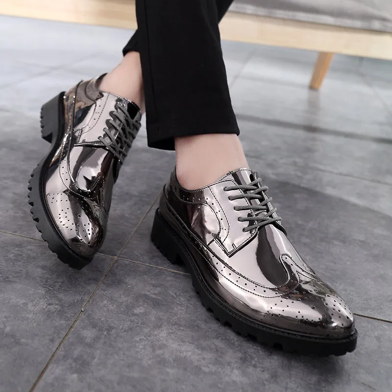 Men's Glitter Lace-up Metallic Oxfords Shoes