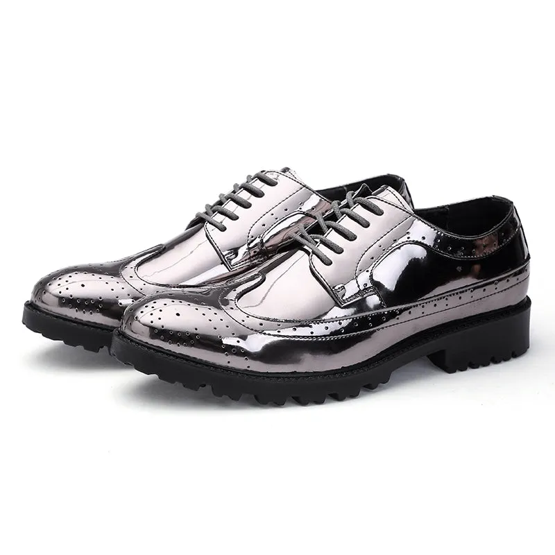 Men's Glitter Lace-up Metallic Oxfords Shoes