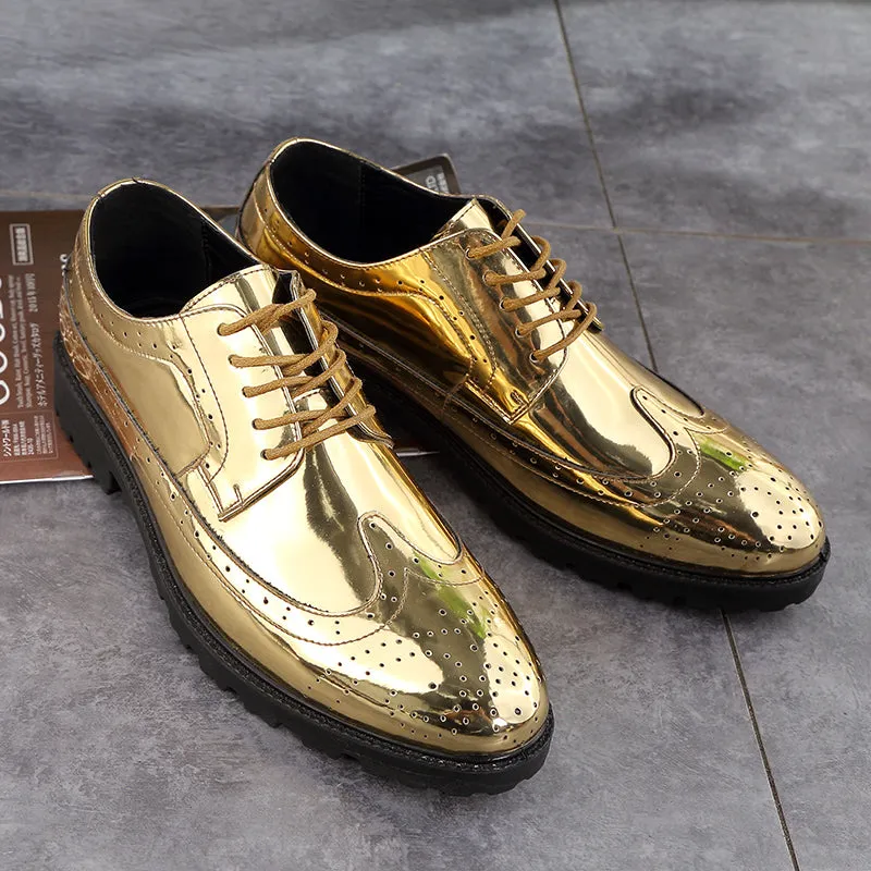 Men's Glitter Lace-up Metallic Oxfords Shoes