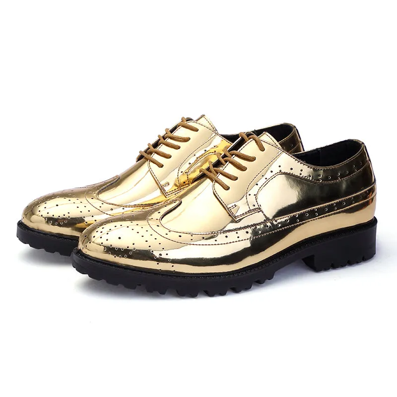 Men's Glitter Lace-up Metallic Oxfords Shoes