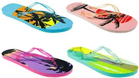 women's beach print flip flops Case of 100