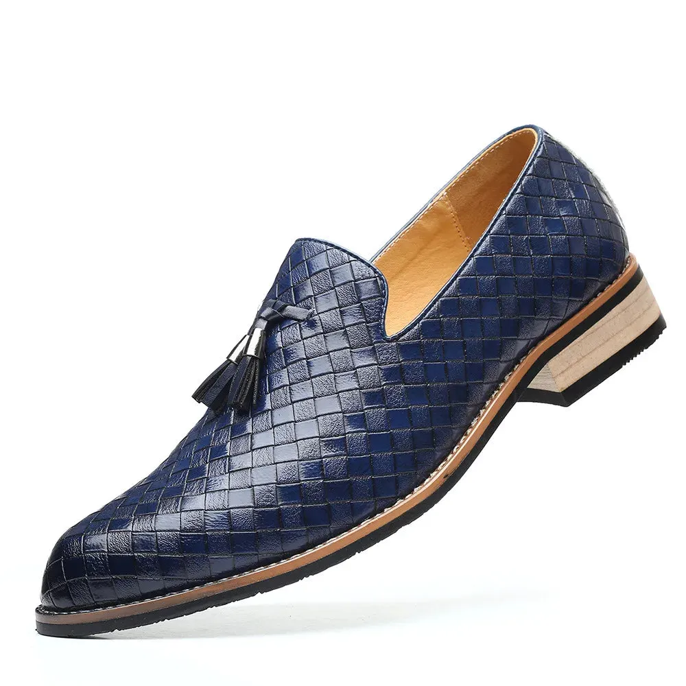 Woven leather loafers