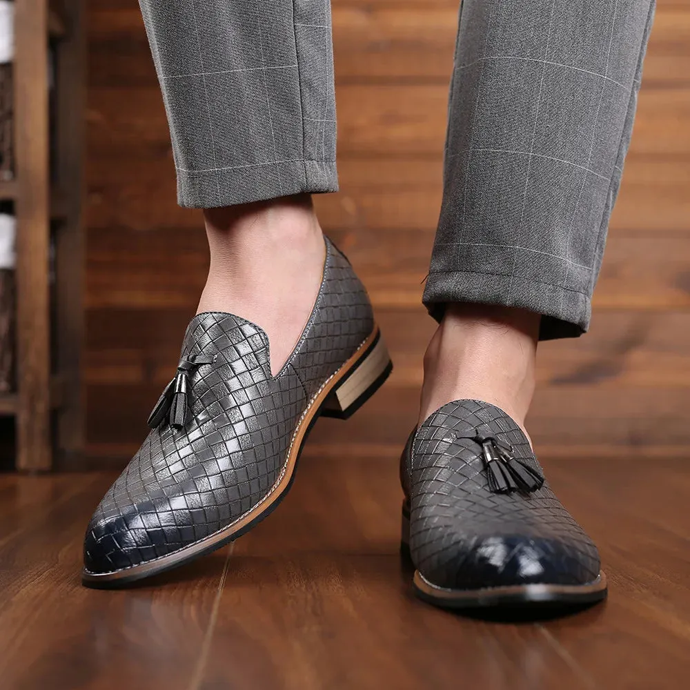 Woven leather loafers