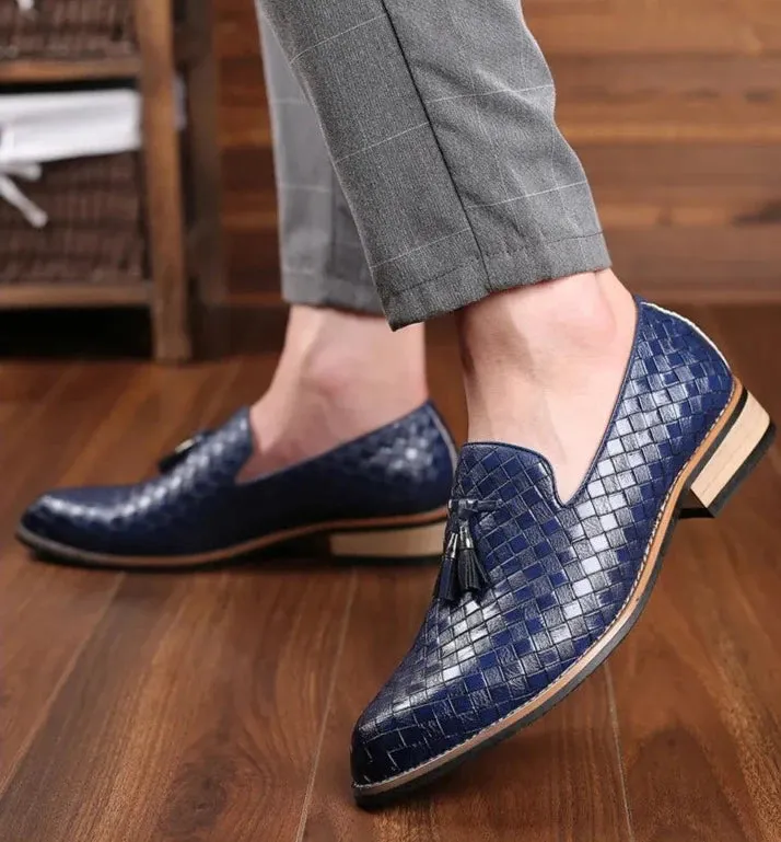 Woven leather loafers