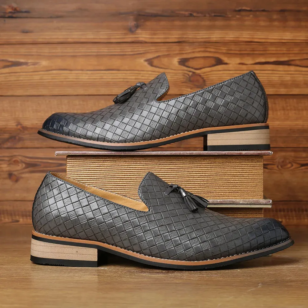 Woven leather loafers