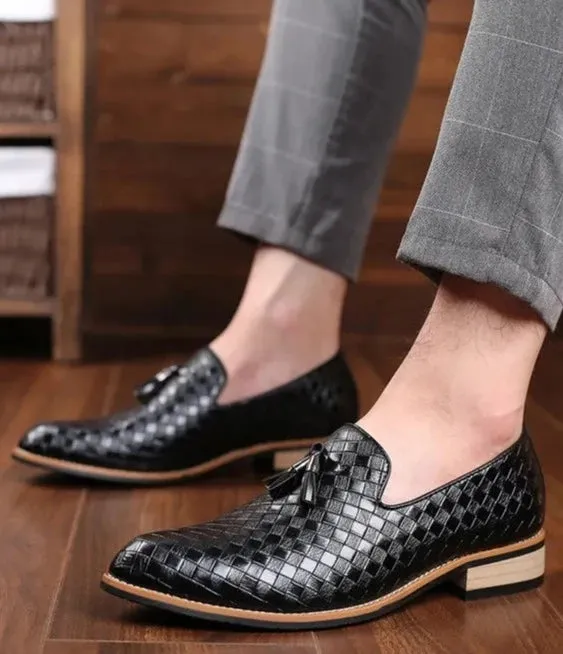 Woven leather loafers