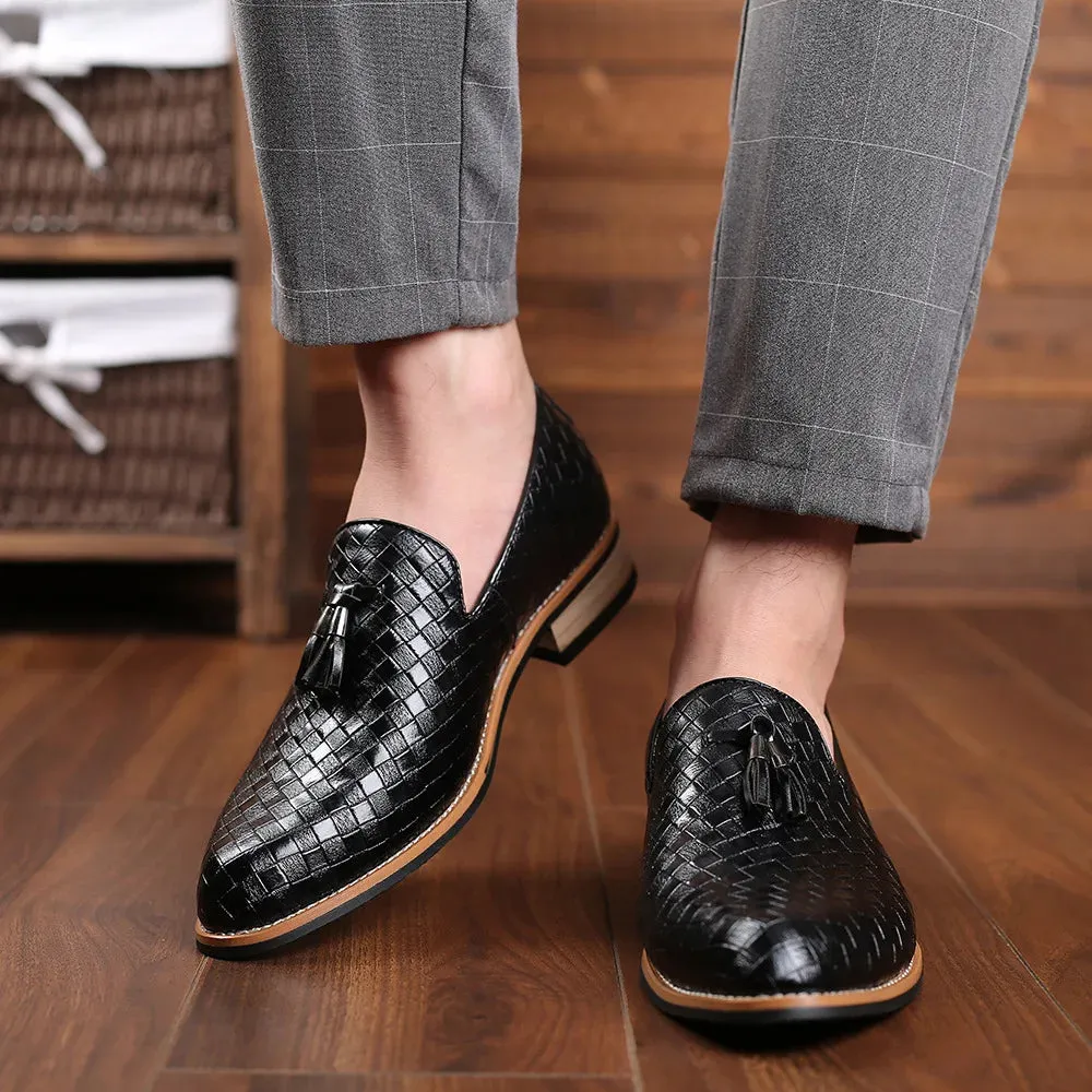 Woven leather loafers