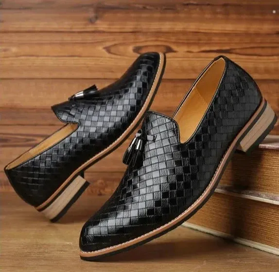 Woven leather loafers