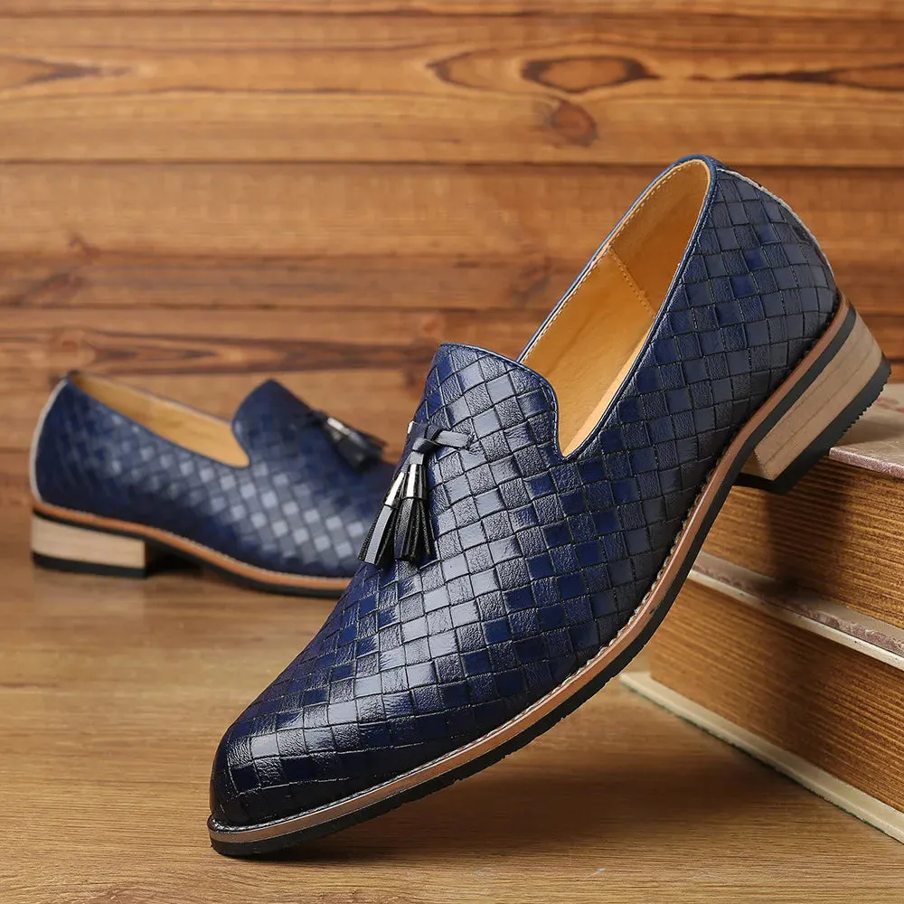 Woven leather loafers