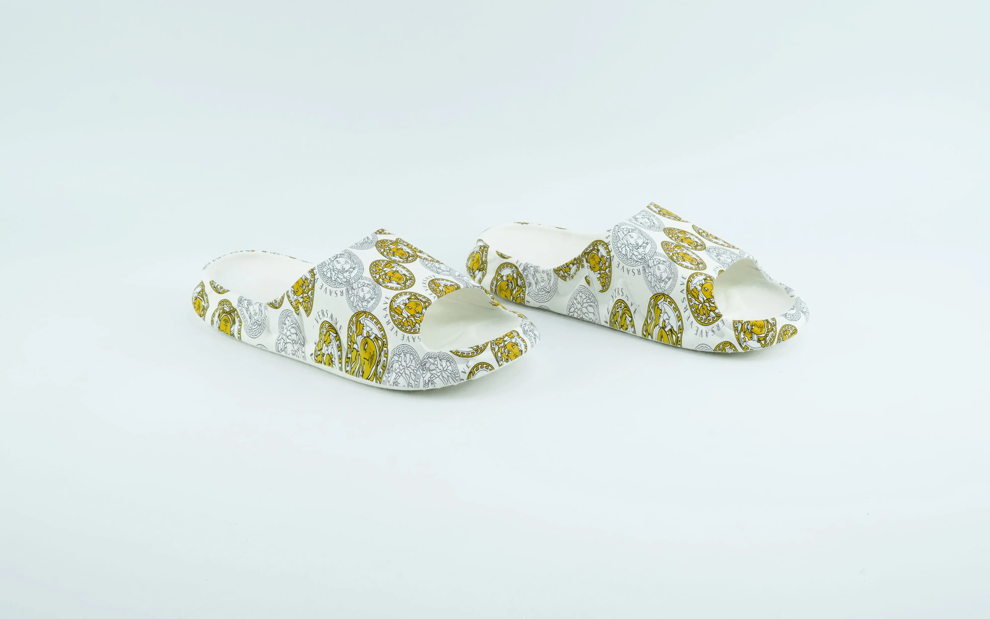 Yellow and white eva slides for men