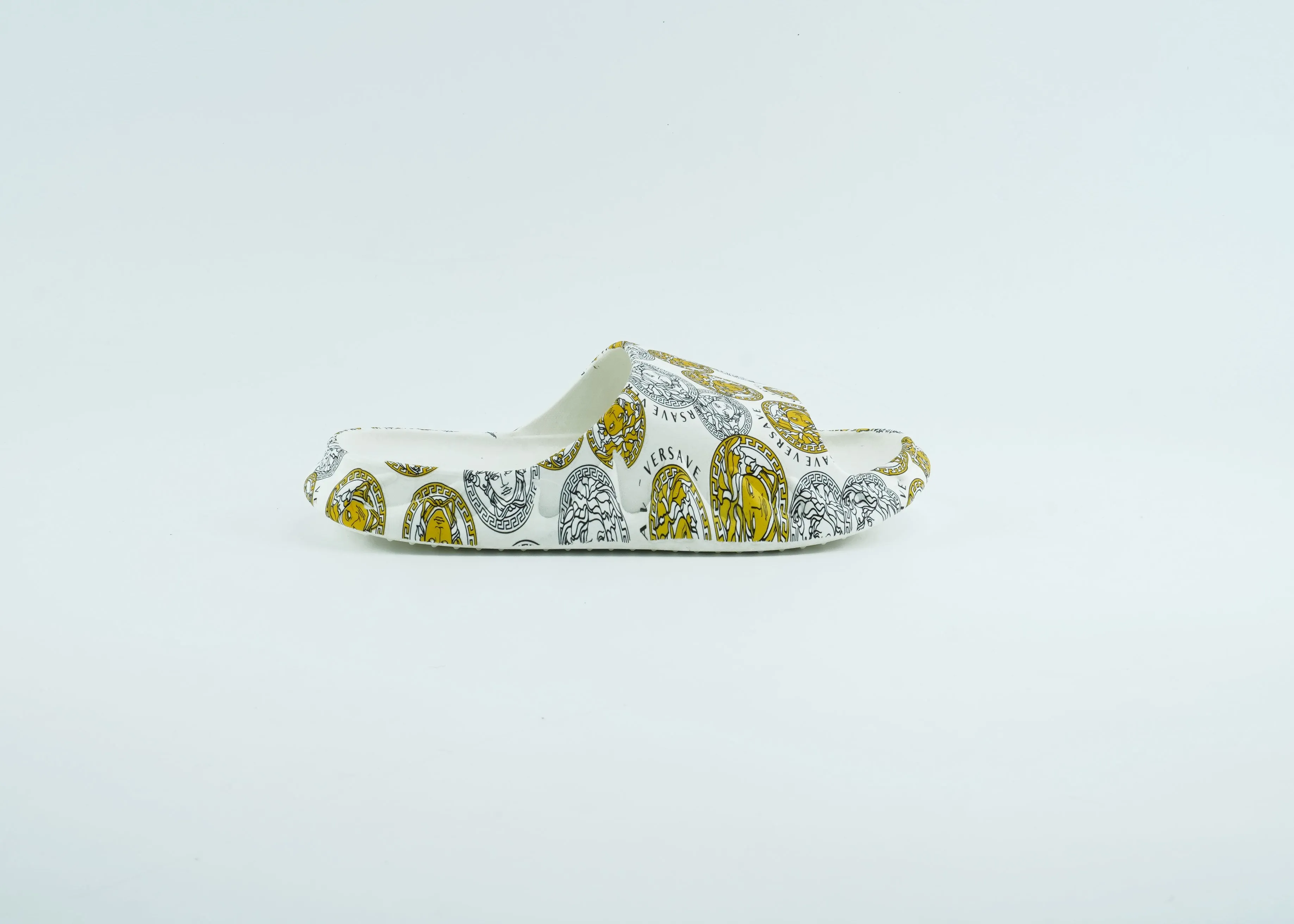 Yellow and white eva slides for men