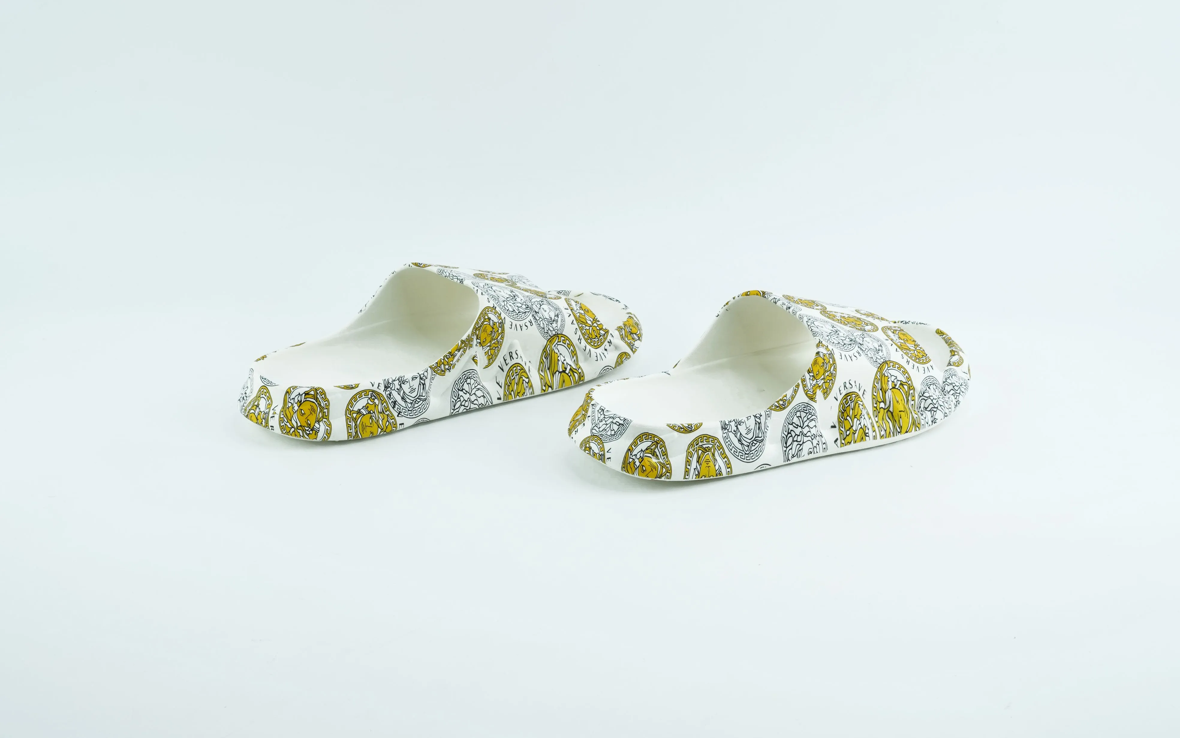 Yellow and white eva slides for men